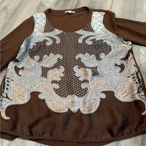 Alberto Makali Brown and Silver Blouse